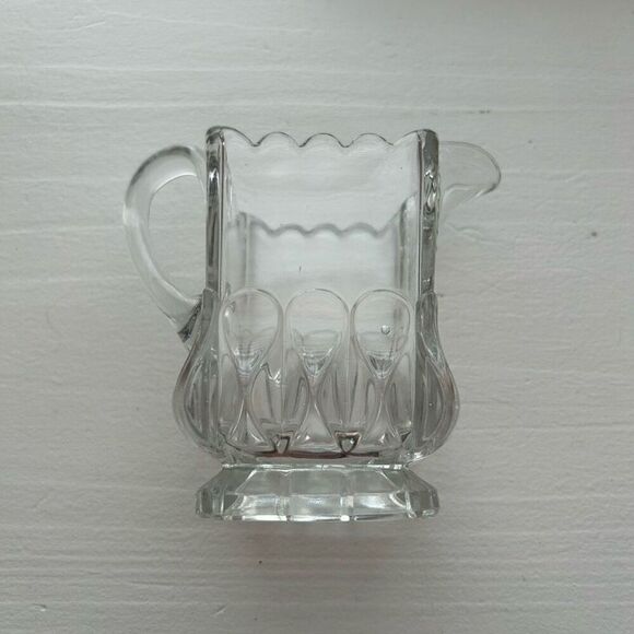 Vintage Early American Pattern Victorian Creamer Pitcher Container Clear Glass - Picture 3 of 5